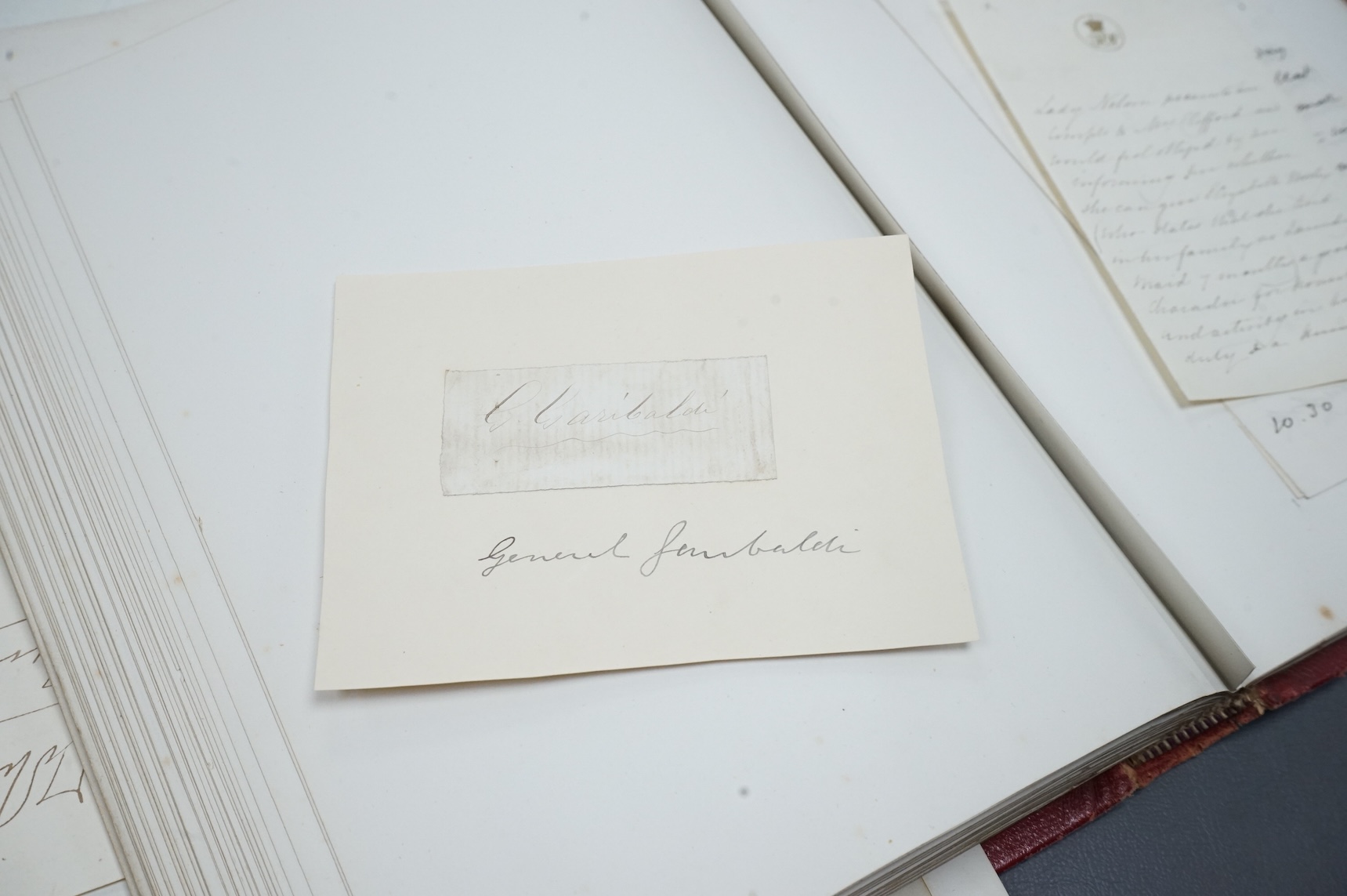 A Victorian autograph book containing a collection of complete letters, partial letters and cut out signatures from leading and influential figures primarily from the second half of the nineteenth century, many of the ex